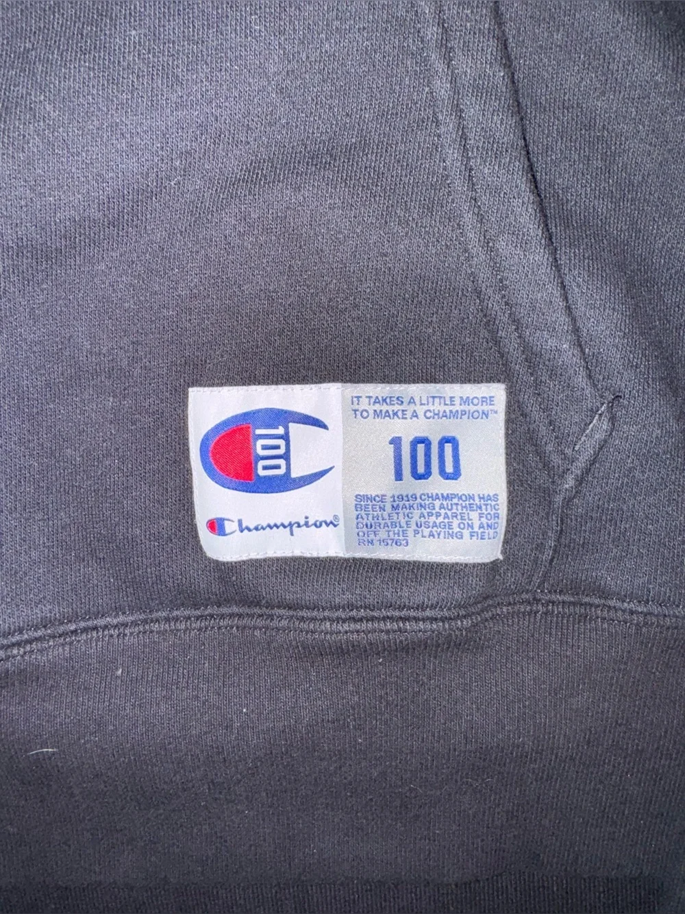 Champion Hoodie Men’s 2XL Black Big Logo Pullover Sweatshirt - Picture 3 of 6